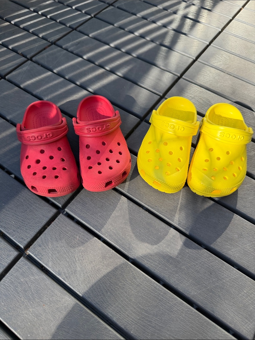 CROCS Kids Clogs in Red and Yellow